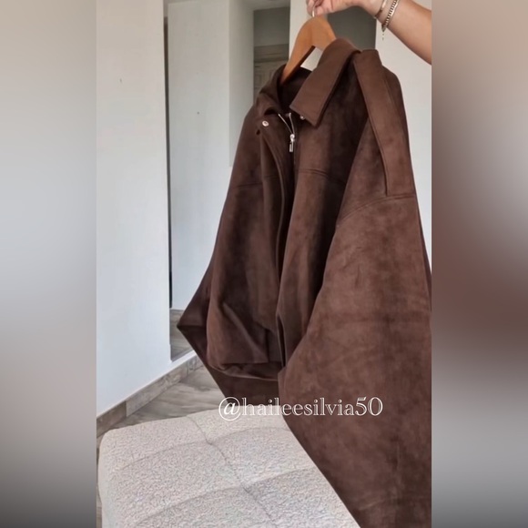 Zara SUEDE EFFECT BOMBER JACKET - Picture 12 of 15